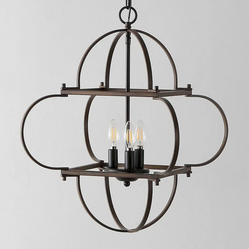 SAFAVIEH Lighting Kleoniki 24  Traditional Pendant (3-Bulb) - 24  W x 24  D x 87  H - Black/Brown - 24Wx24Dx87H