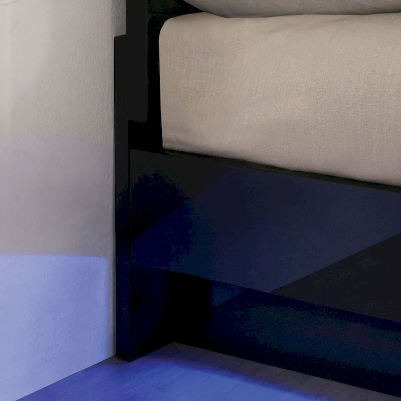 Benvolio Contemporary Black LED Light Platform Bed by