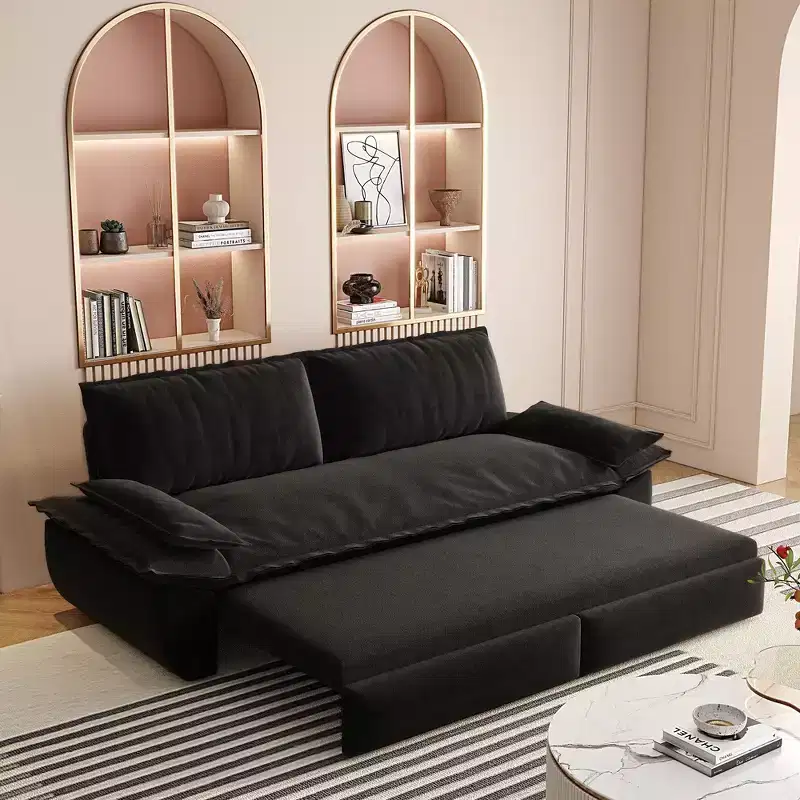 Whisen 3-in-1 Queen Velvet Sleeper Pull Out Sofa Bed, Convertible Loveseat Sofa Couch