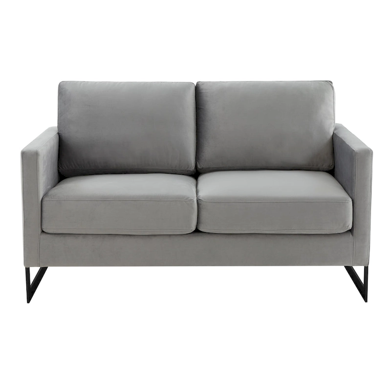 Upholstered Loveseat Sofa in Velvet Fabric with Removable Cushions and Stainless Steel Frame