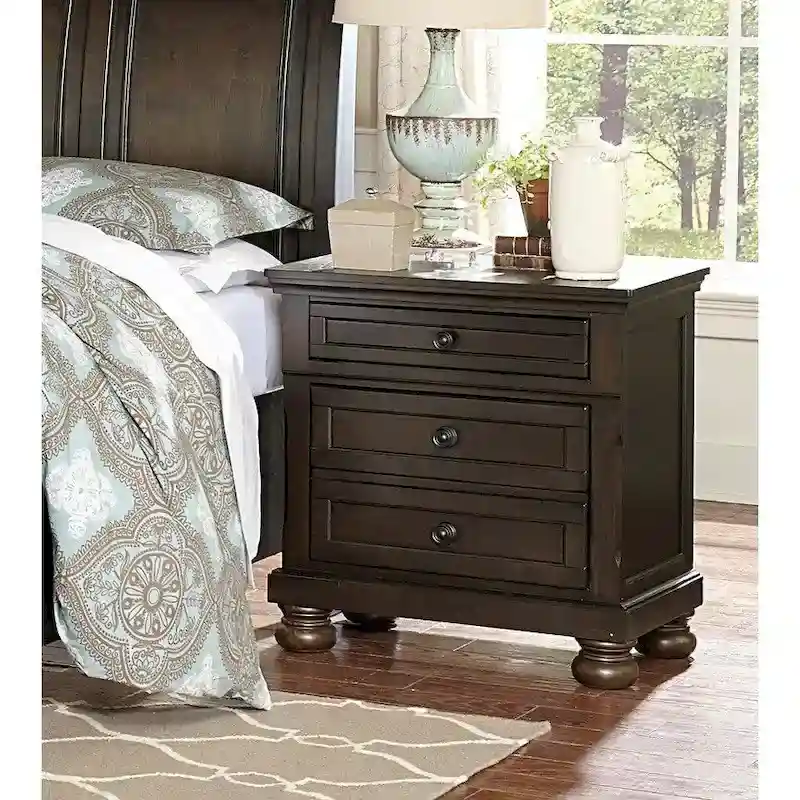 Grayish Brown 3pc Bedroom Set Platform Storage Bed and Two Nightstands