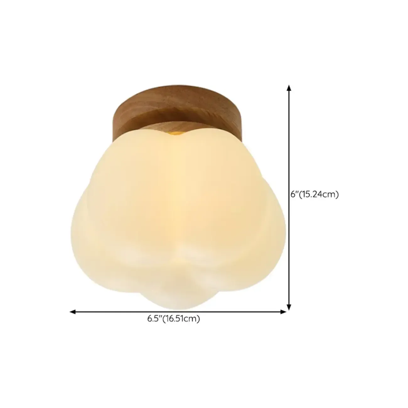 Modern Small White Resin Petal Wood Semi Flush Ceiling Light
