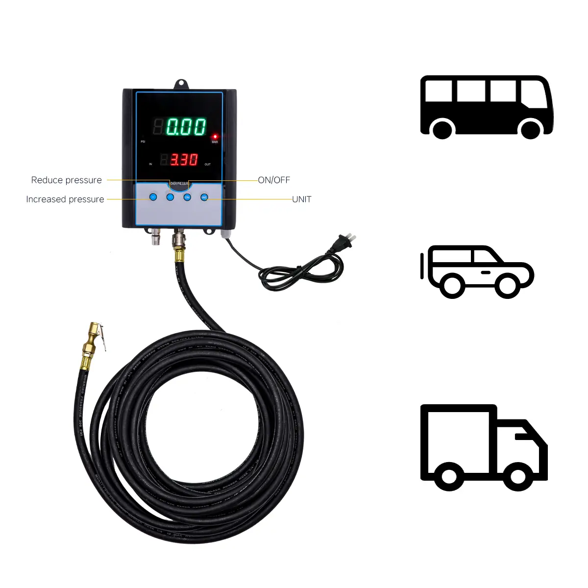 Automatic inflator with LED screen