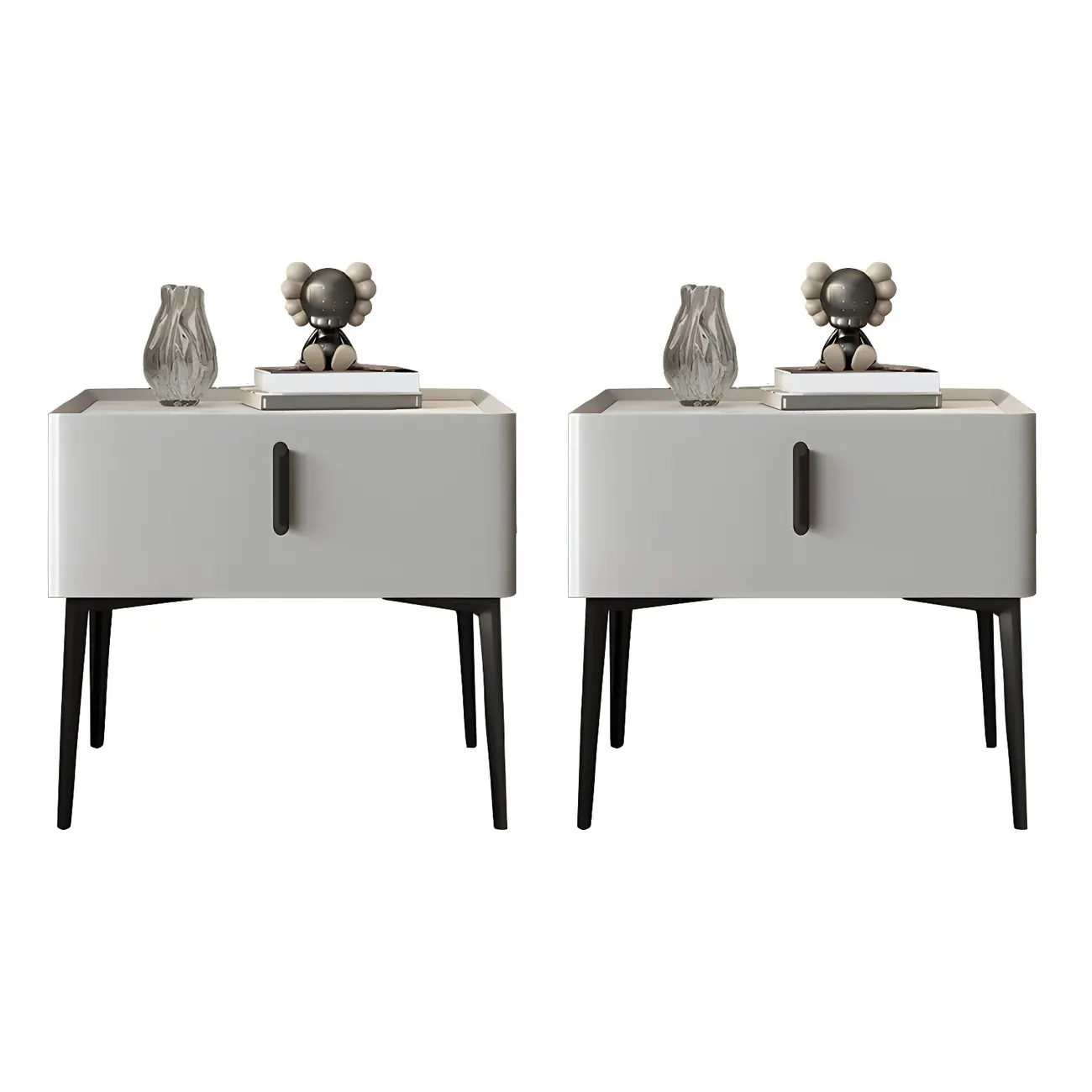 Trendy Narrow Cubic Wooden Nightstand with Legs