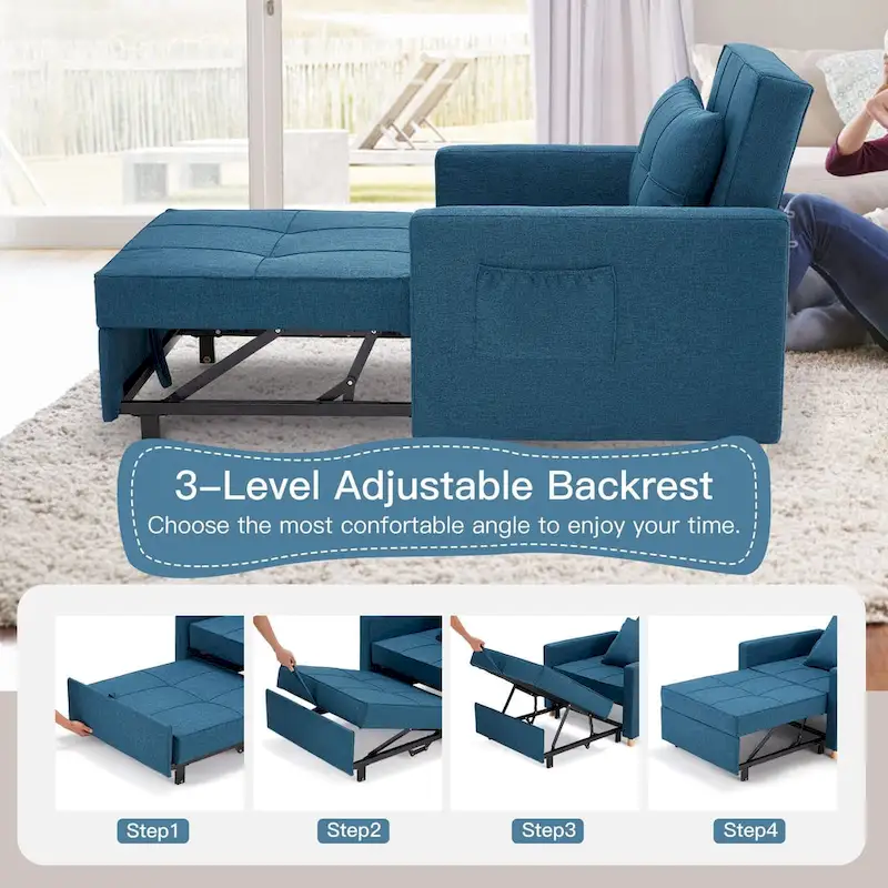 AECOJOY Adjustable Sleeper Chair Bed 3-in-1 Convertible Futon Sofa