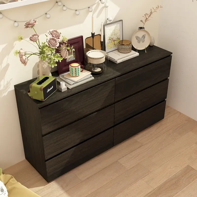 Premium 59-inch 6 Drawers White Floor Double Dresser by Kerrogee