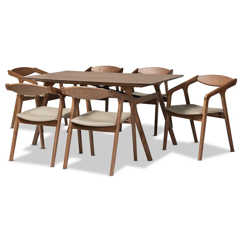 Harland Mid-Century Modern 7-Piece Dining Set