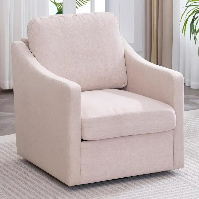 Mixoy 360 Degree Swivel Accent Sofa Chair,Linen Square Armchair