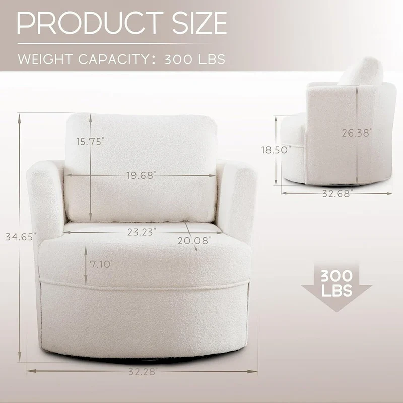 HOMYKA Swivel Accent Barrel Chair Round Arm Chair with Pillow Set 2