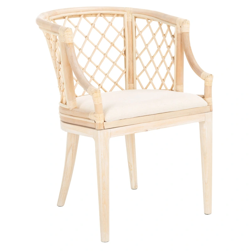 SAFAVIEH Theona Rattan Lattice Arm Chair - 22.3 W x 23 L x 31.3 H - 22Wx23Dx31H