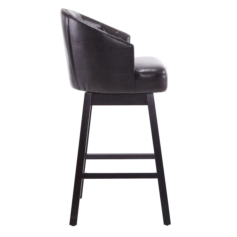 Roomfitters 33.25 Swivel Upholstered Counter Stools, Set of 2 Armless Bar Chairs with Rubberwood Frame and Footrest