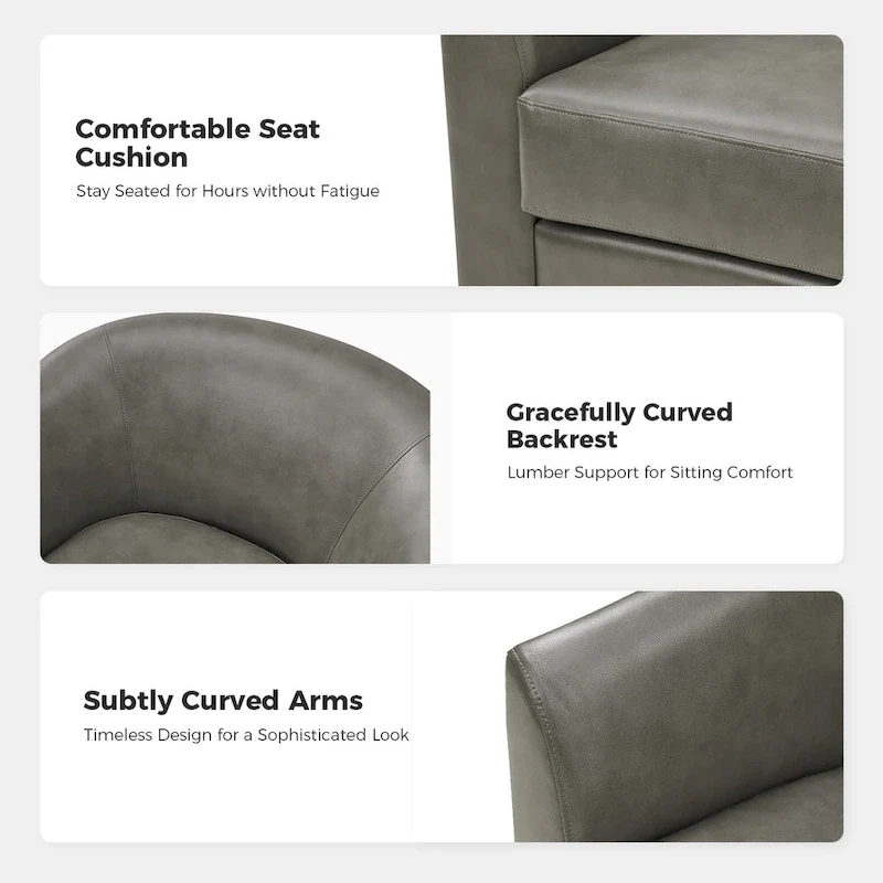 Haley Modern Swivel Barrel Faux Leather Chair with Solid Wood Base Set of 2 by HULALA HOME