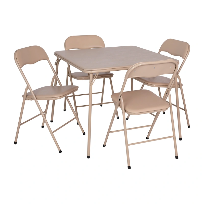 5 Piece Folding Card Table and Chair Set with Upholstered Table Top - 33.5W x 33.5D x 27.75H