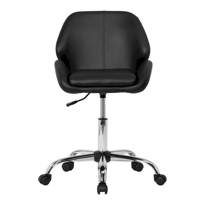 Faux Leather Adjustable Office Task Chair with 5-Star Chrome Base and 360° Swivel – Silver / Black, for 1 Person