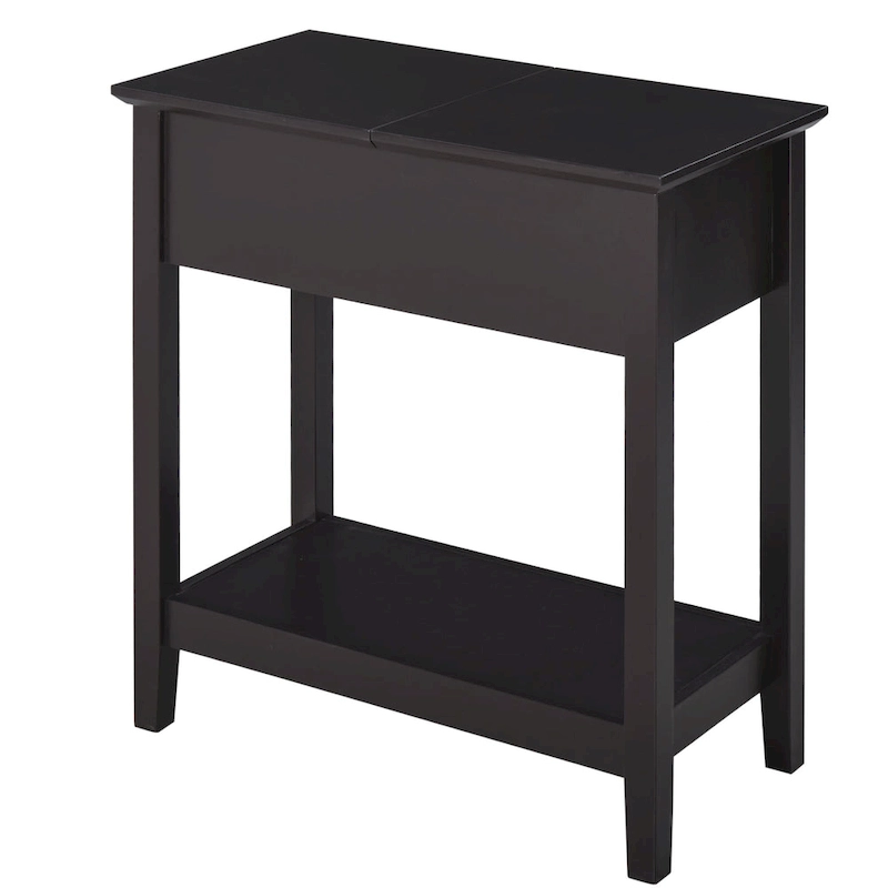 HOMCOM End Side Table in Flip Top Design with Cabinet and Bottom Shelf, Storage Furniture Decoration for Bedroom