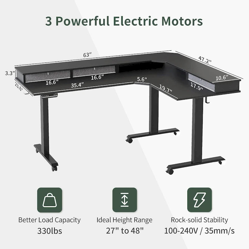 FEZIBO/Home Office Furniture/Brown&Black/Wood/Standing Desk/Desks