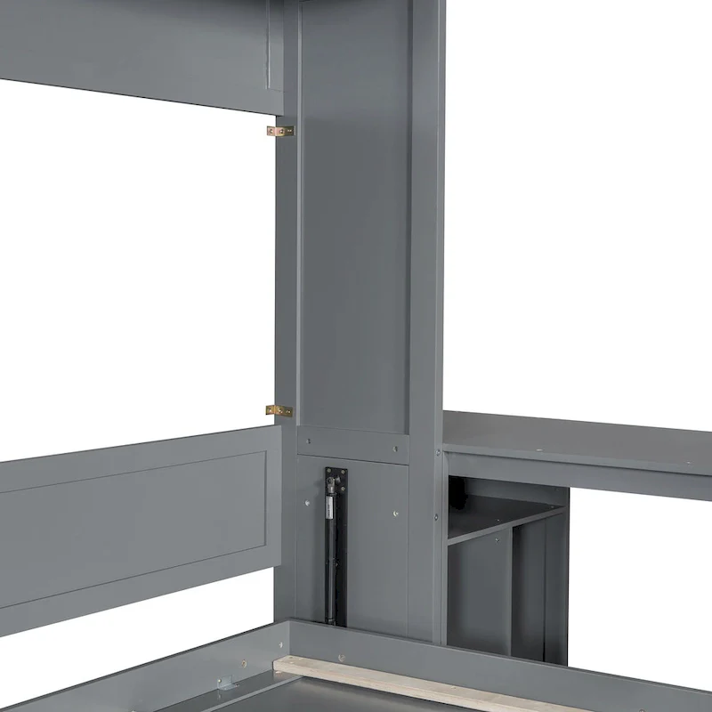 Queen Mounted Murphy Bed with Lift, Storage Cabinets & Convertible Desk