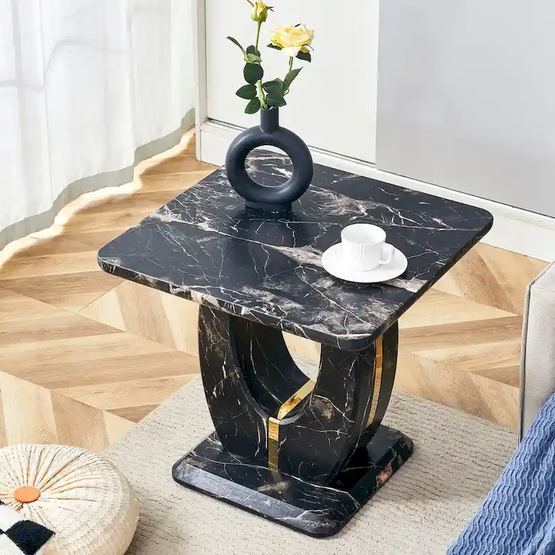 23.6 Square Coffee Table with Gold-Tone Leg Strips