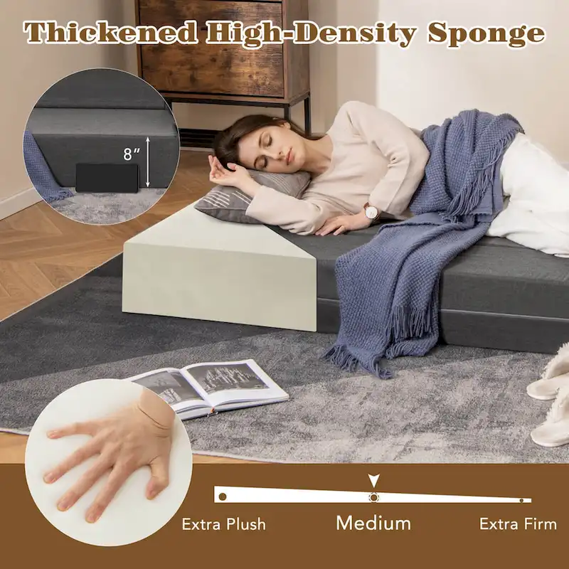 8-Inch Folding Sofa Bed with High-Density Foam & Washable Cover