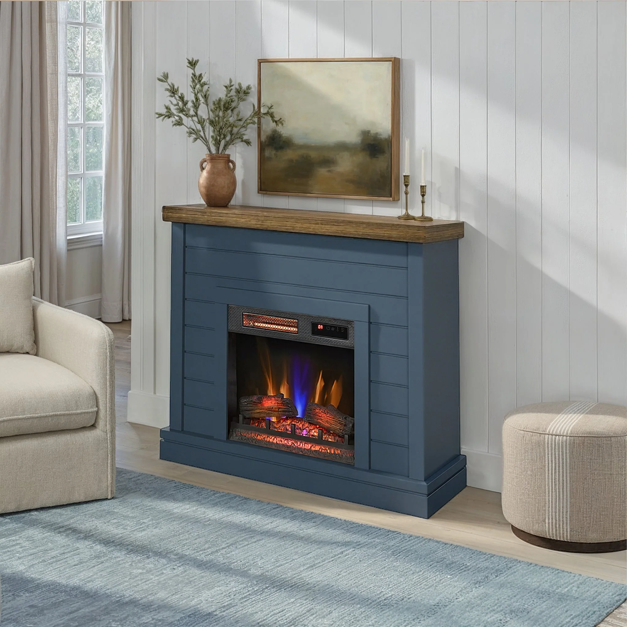 duraflame? Farmhouse Shiplap Electric Fireplace Wall Mantel