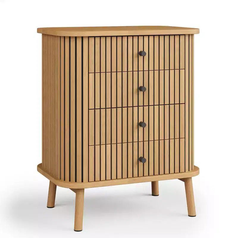 Fluted 4 Drawers Dresser, Tall Modern Chest of Drawers, Bedroom Dressers with Drawers