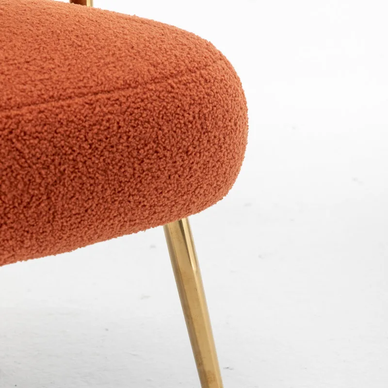 SEYNAR Modern Glam Upholstered Comfy Open-Back Accent Vanity chair with Golden Legs