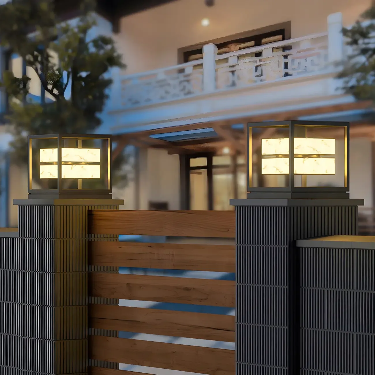 Modish Open Frame Layered Illuminant Post Cap Light