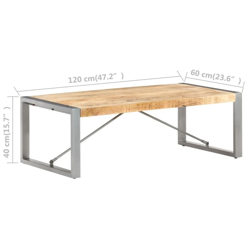 vidaXL Coffee Table 47.2x23.6x15.7 Rough Mango Wood