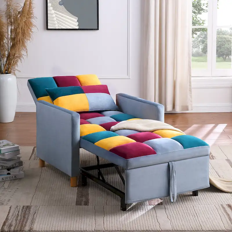 Convertible Sleeper Sofa Chair Bed, Adjustable Chair with Pillow, Multi-Functional Sleeper Chair