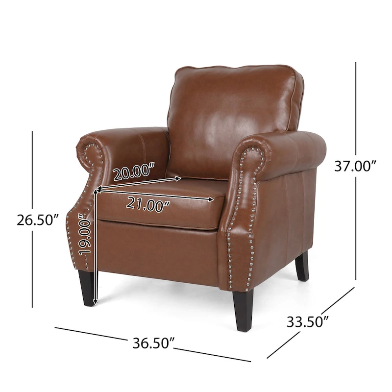 Dowd Faux Leather Club Chair with Nailhead Trim by Christopher Knight Home