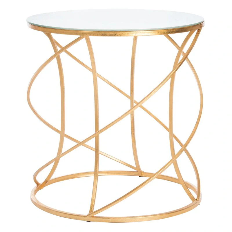Gold/ White Top Accent Table - 20 x 20 x 21.2 - 20Wx20Dx21H