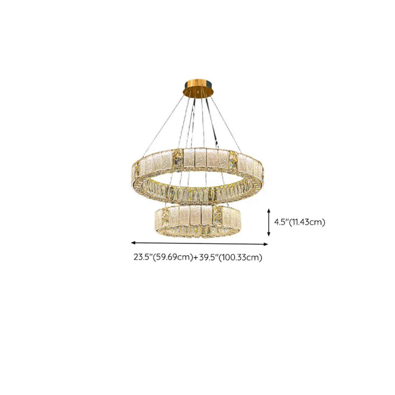 Gold Circular Crystal Linear Modern Chandelier Light