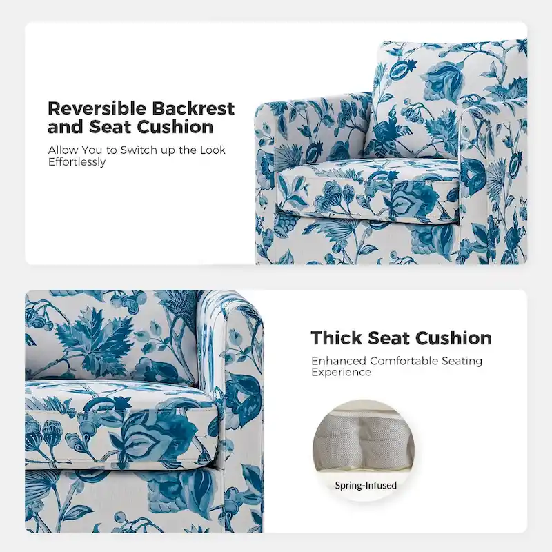 Erkenbald Modern Slipcovered Swivel Chair with Removable Cushion by HULALA HOME