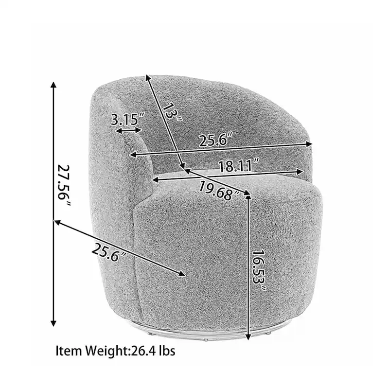 Velvet Fabric Swivel Accent Armchair Barrel Chair With Powder Coating Metal Ring