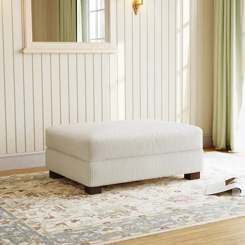Modern Corduroy Fabric Oversized Accent Ottoman