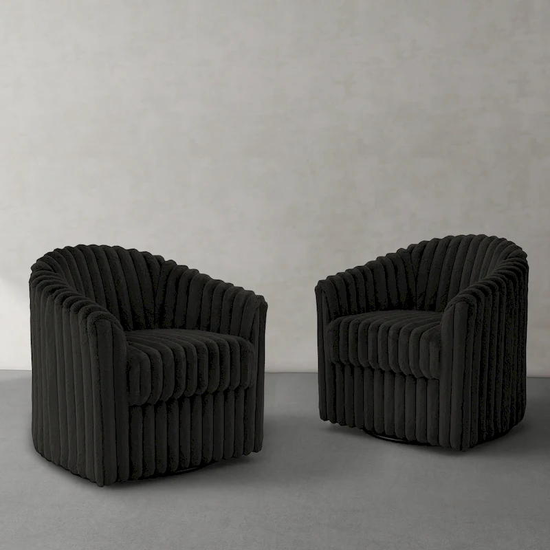 Single Sofa Armchair Swivel Barrel Chair (Set of 2)