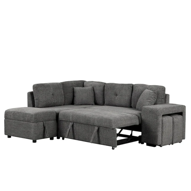 87.7 Convertible Sectional Pull Out Sofa Bed