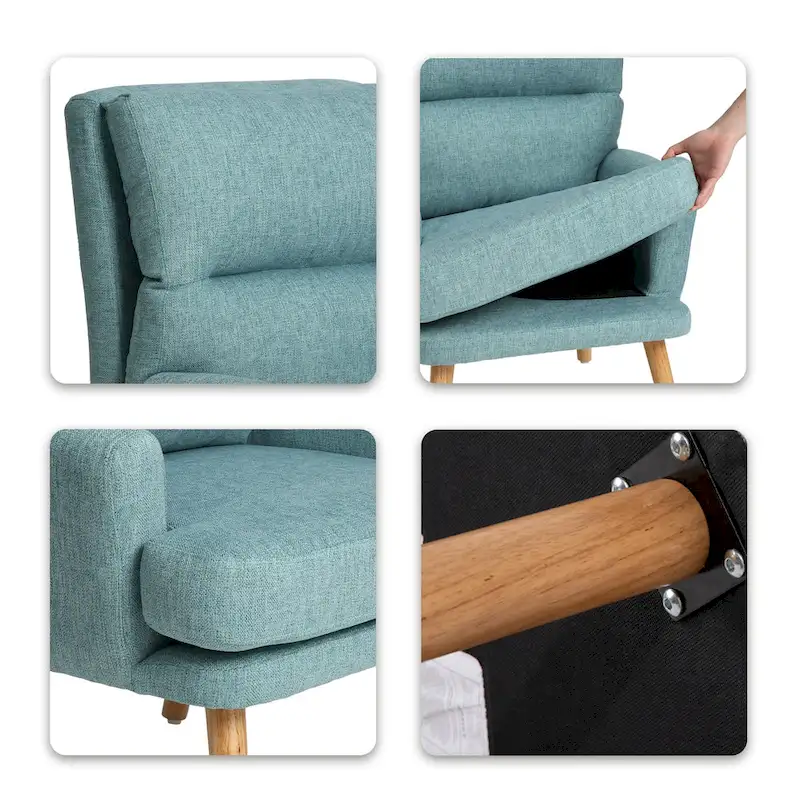 Fabric Armchair Accent Chair with Ottoman Set