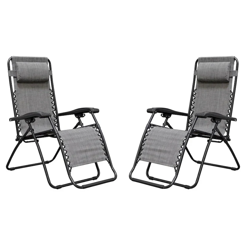 Infinity Zero Gravity Steel Frame Patio Deck Chair, Grey (Pair) - 22