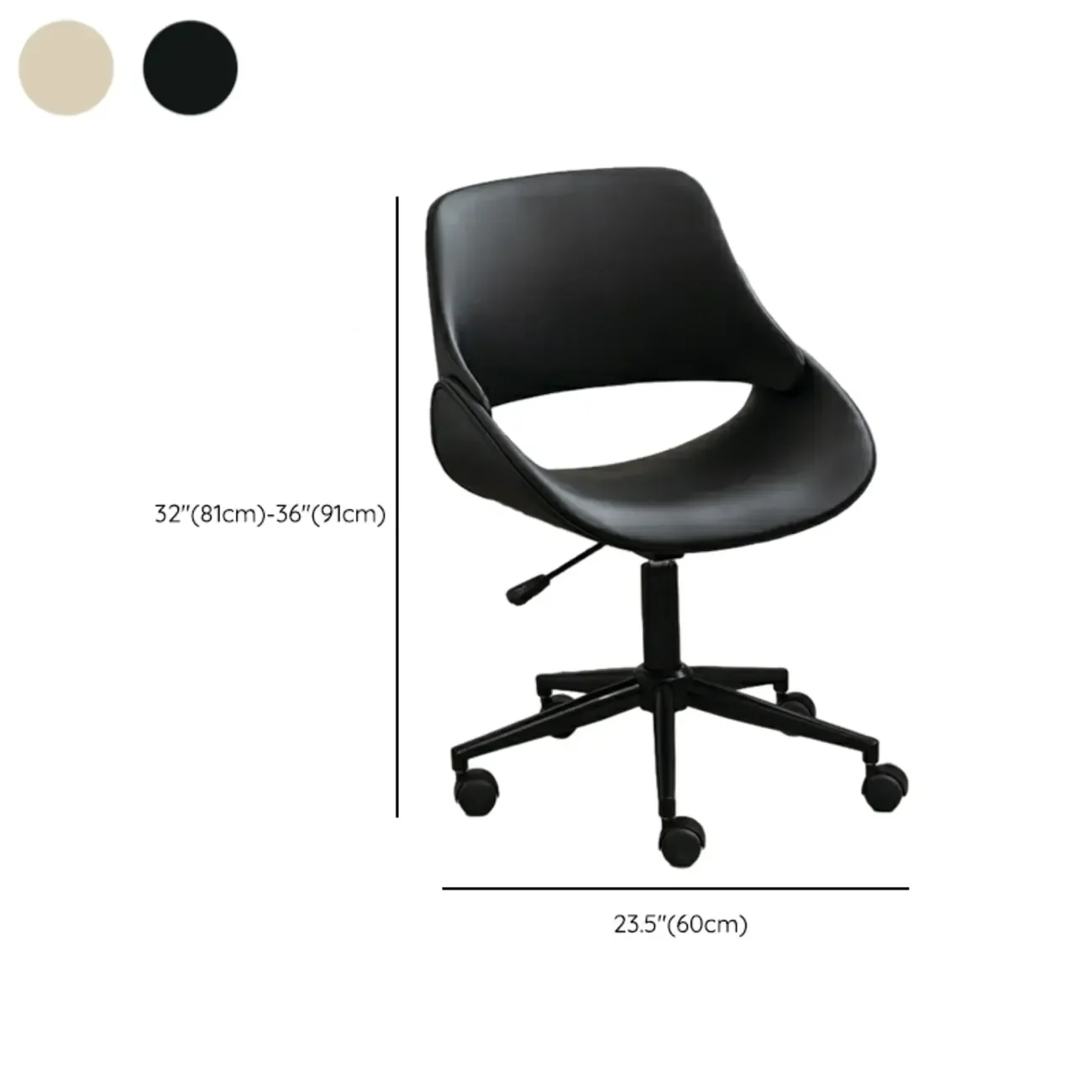 Open-Back Beige Office Chair with Casters