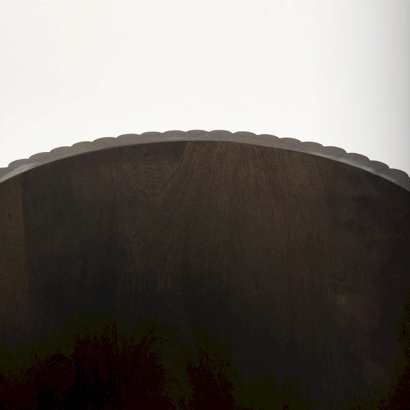 Terra Dark Brown Solid Wood Fluted Round Side Table