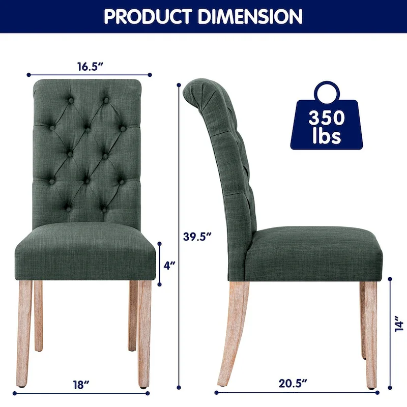 Linen Parsons Modern Button Dining Chair (Set of 2)