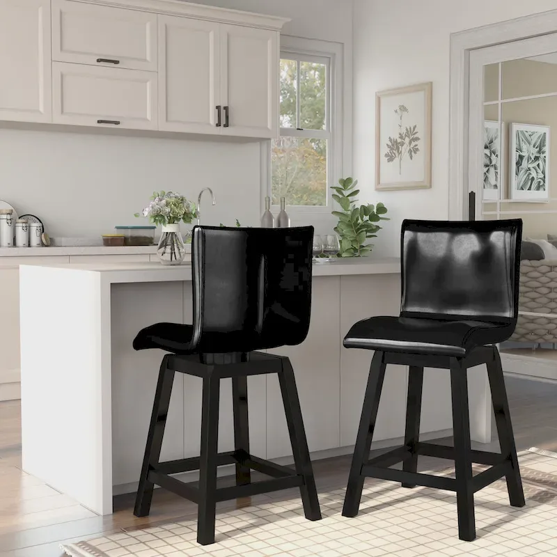 Hace Contemporary Black Swivel Counter Height Chairs (Set of 2) by Furniture of America