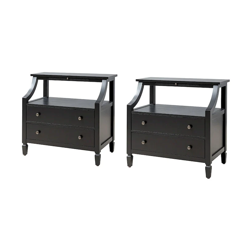 Jennifer 2 - Drawer Nightstand with Built-In Outlets and Pull-out Tray Set of 2 by HULALA HOME