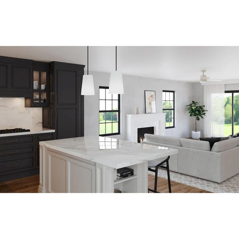 Clarion Collection One-Light Matte Black Etched White Transitional Pendant - 10.5 in x 10.5 in x 15.87 in