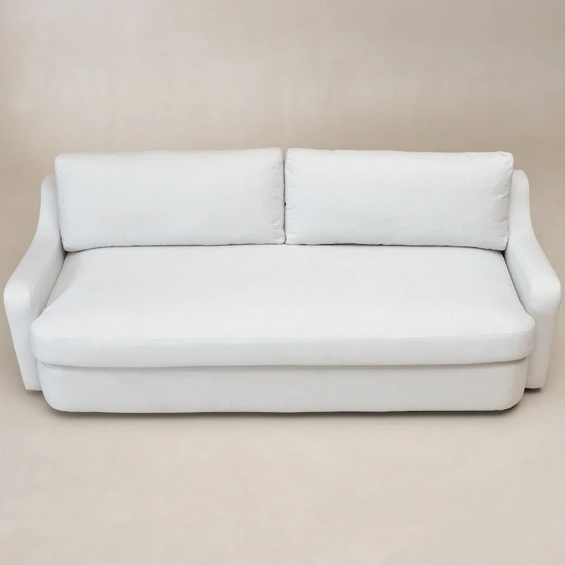 KINWELL 3-Seater Linen Upholstered Deep Seat Sofa with Flippable Cushions, 90 W