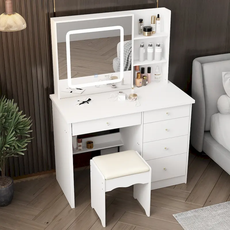 Makeup Vanity Set with 3 model Light & Stool