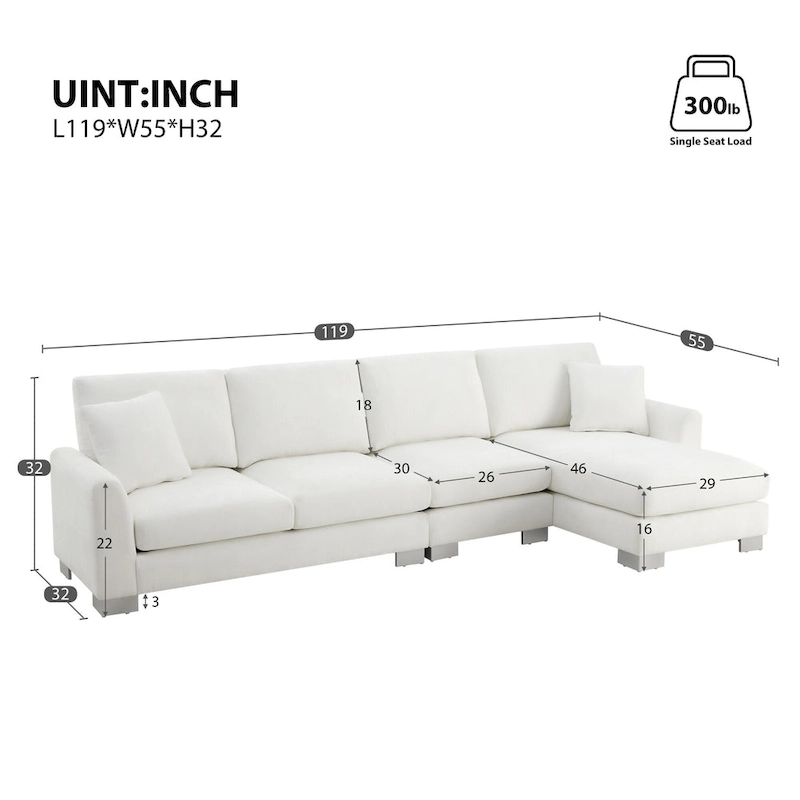 Rosita Modern L-shaped Sectional Sofa with Chaise Lounge by GDFStudio
