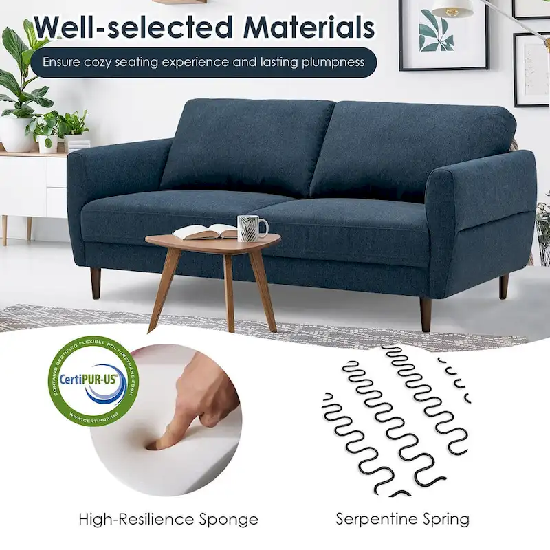 Gymax 72 Fabric Sofa Couch Living Room Small Apartment Furniture w/