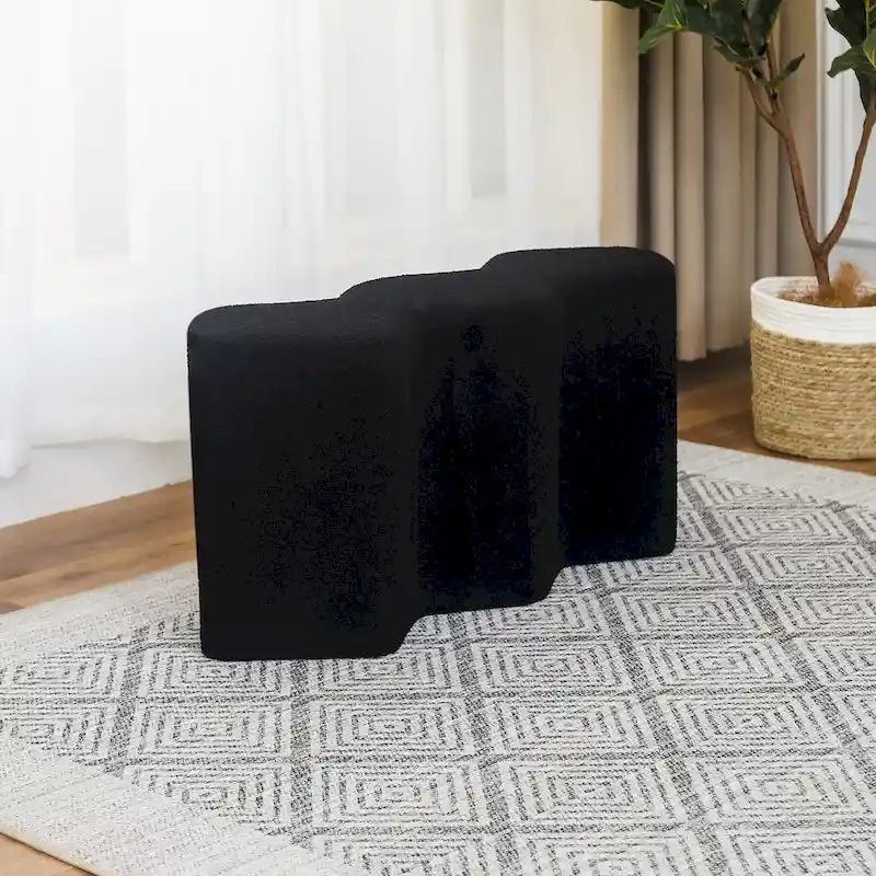 Adeco 35   Long Ottoman Bench Velvet Polygon Foot Stool